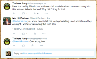 Illustration for article titled Portland Timbers Boss Gets Owned By Supporters Group On Twitter